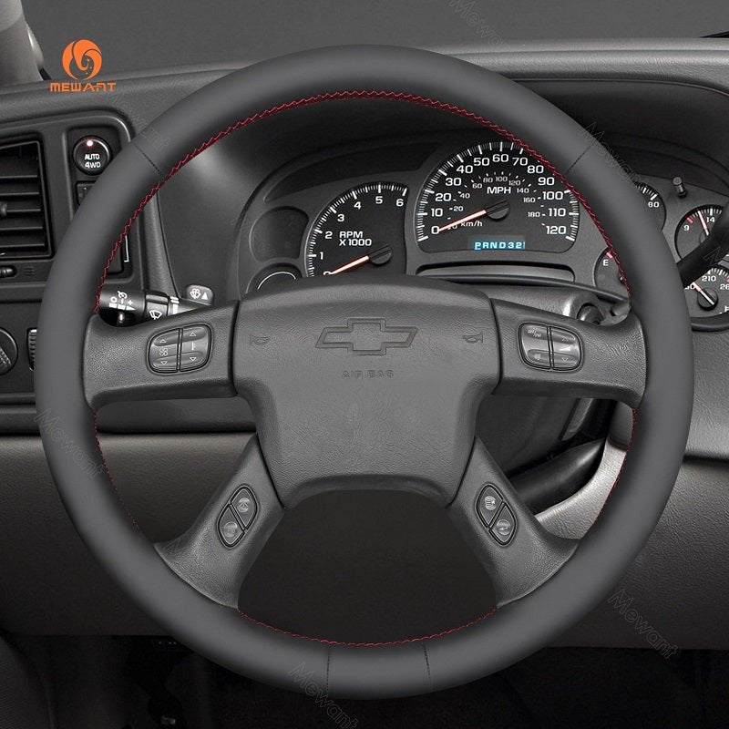 MEWANT Black Leather Suede Car Steering Wheel Cover for Chevrolet Silverado - Mewant Cover