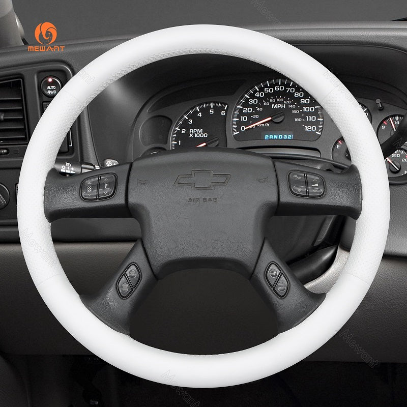 MEWANT Black Leather Suede Car Steering Wheel Cover for Chevrolet Silverado - Alcantara, Leather, Carbon Fiber, Easy Install, Non - Slip, Best Steering Wheel Cover