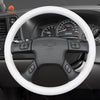 MEWANT Black Leather Suede Car Steering Wheel Cover for Chevrolet Silverado - Alcantara, Leather, Carbon Fiber, Easy Install, Non - Slip, Best Steering Wheel Cover