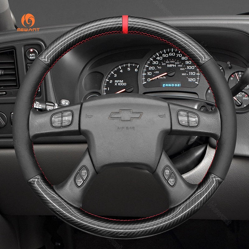 MEWANT Black Leather Suede Car Steering Wheel Cover for Chevrolet Silverado - Mewant Cover