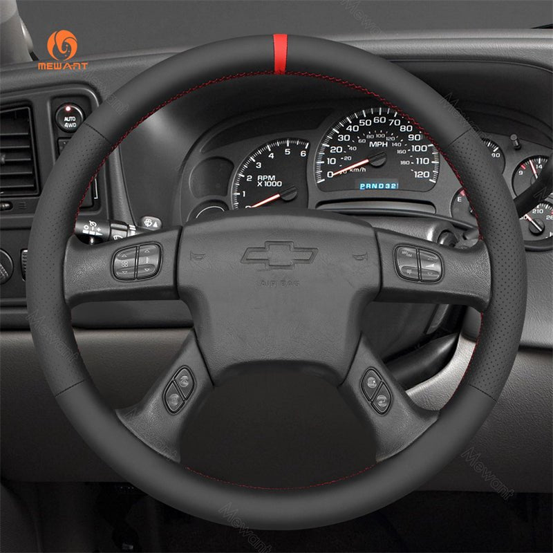 MEWANT Black Leather Suede Car Steering Wheel Cover for Chevrolet Silverado - Mewant Cover