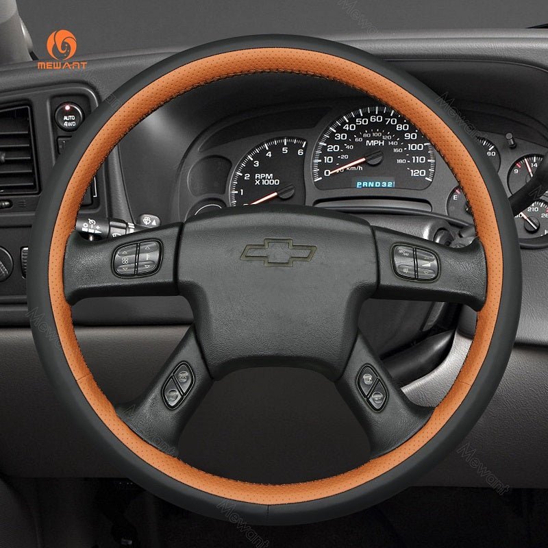 MEWANT Black Leather Suede Car Steering Wheel Cover for Chevrolet Silverado - Alcantara, Leather, Carbon Fiber, Easy Install, Non - Slip, Best Steering Wheel Cover