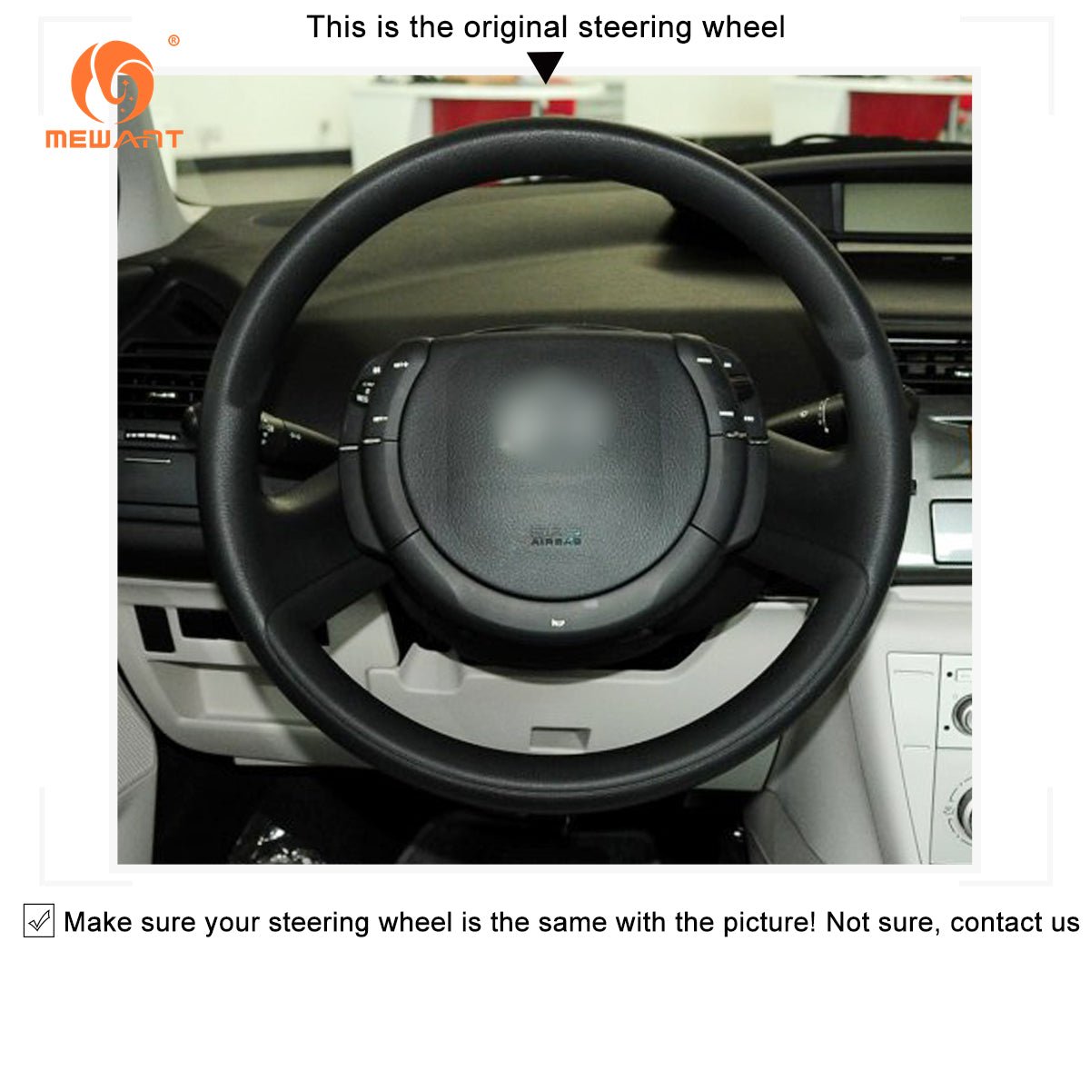 MEWANT Black Leather Suede Car Steering Wheel Cover for Citroen C4 2004 - 2010 - Mewant Cover