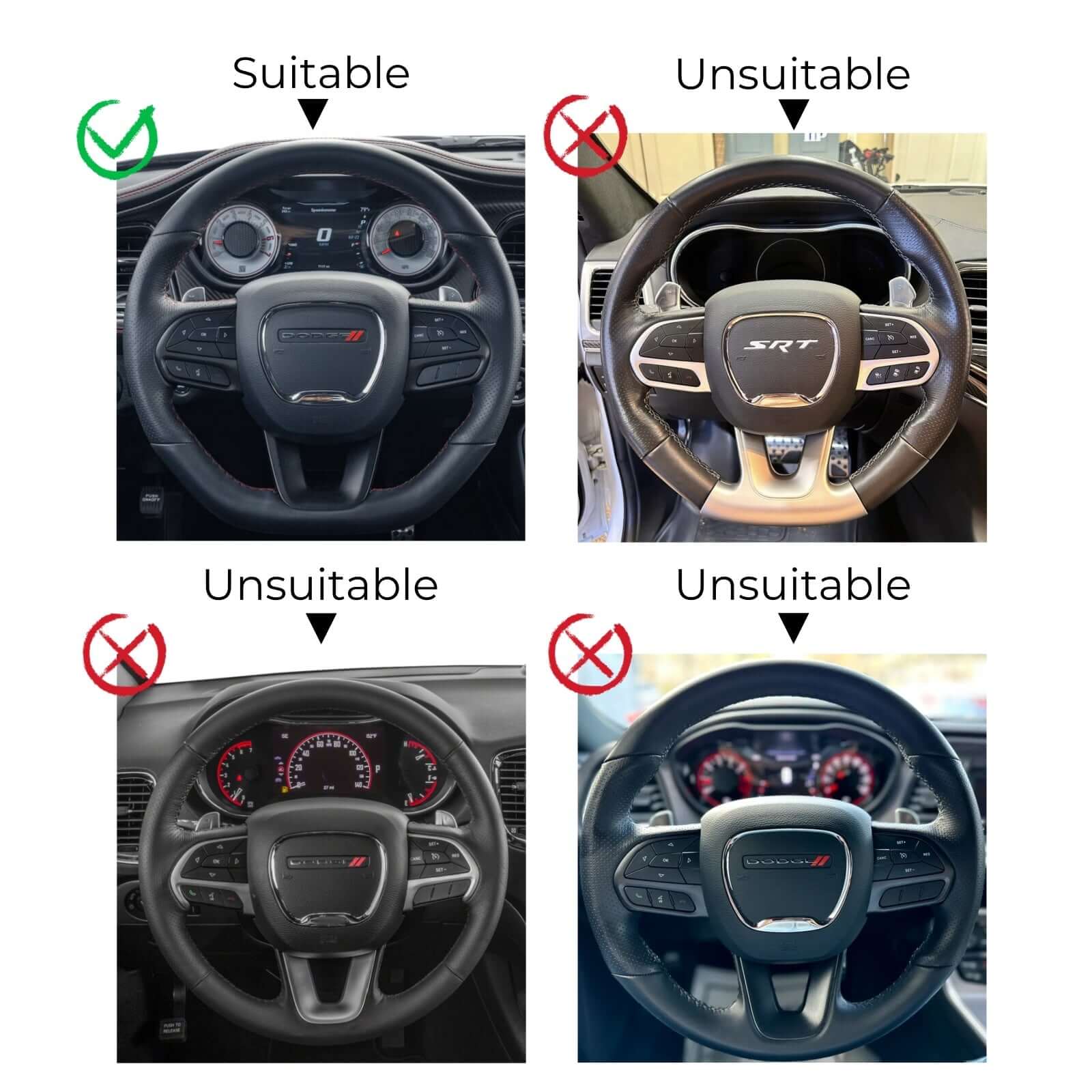 MEWANT Black Leather Suede Car Steering Wheel Cover for Dodge DURANGO R/T / CHALLENGER SCAT R/T - Alcantara, Leather, Carbon Fiber, Easy Install, Non - Slip, Best Steering Wheel Cover