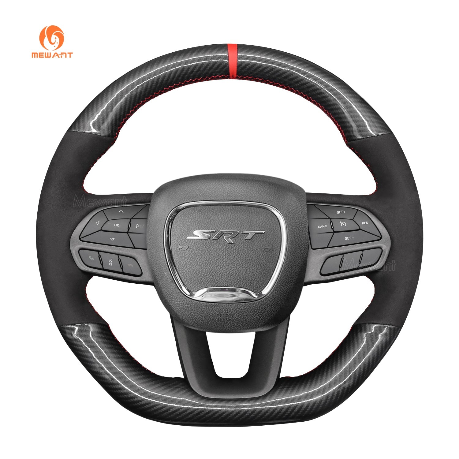 MEWANT Black Leather Suede Car Steering Wheel Cover for Dodge DURANGO R/T / CHALLENGER SCAT R/T - Mewant Cover