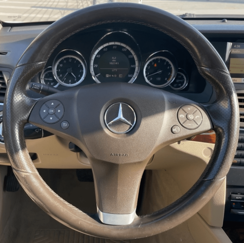 MEWANT Black Leather Suede Car Steering Wheel Cover for E - class E350 2010 - 2025 - Alcantara, Leather, Carbon Fiber, Easy Install, Non - Slip, Best Steering Wheel Cover