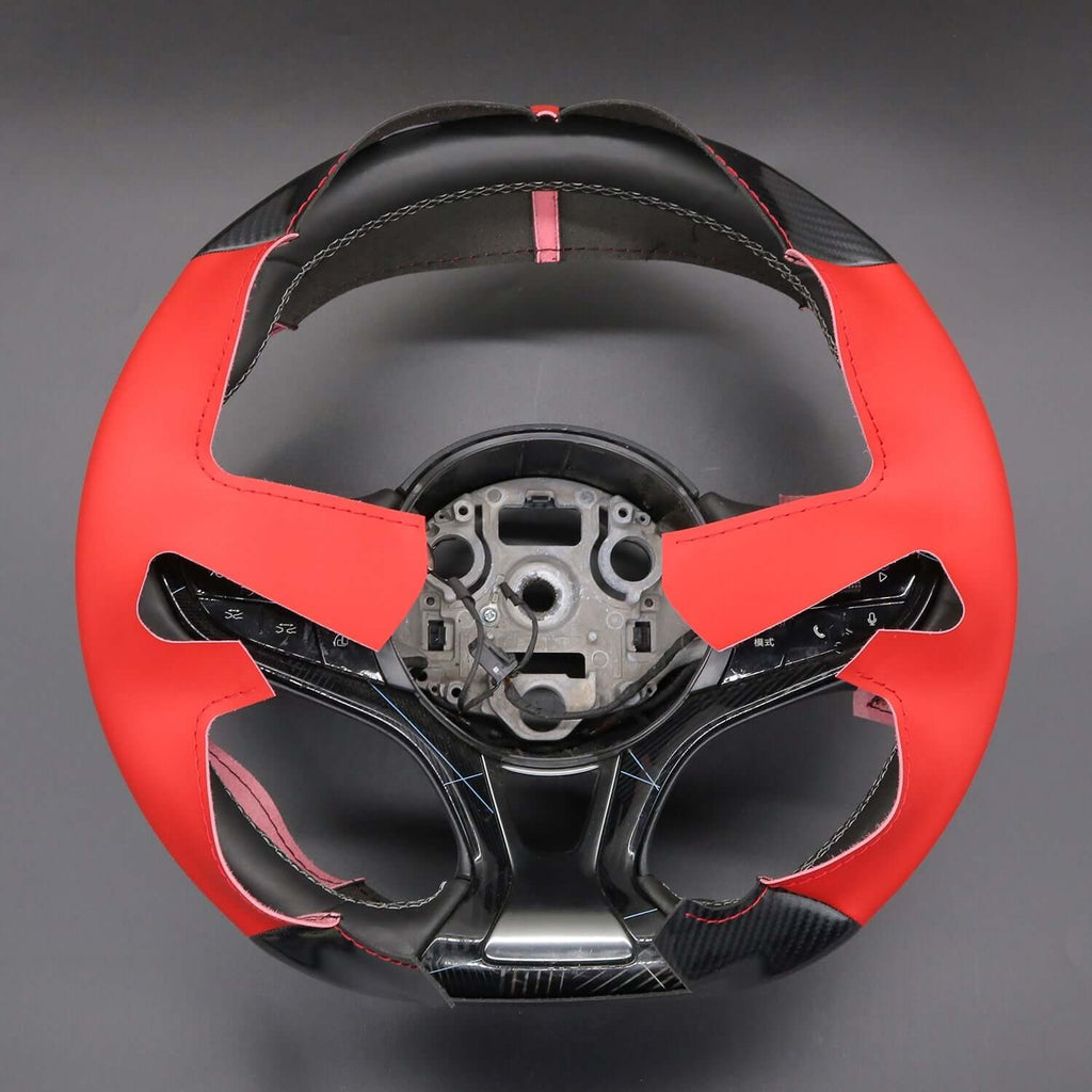 MEWANT Black Leather Suede Car Steering Wheel Cover for for BYD Seal 2023 - 2024 - Alcantara, Leather, Carbon Fiber, Easy Install, Non - Slip, Best Steering Wheel Cover