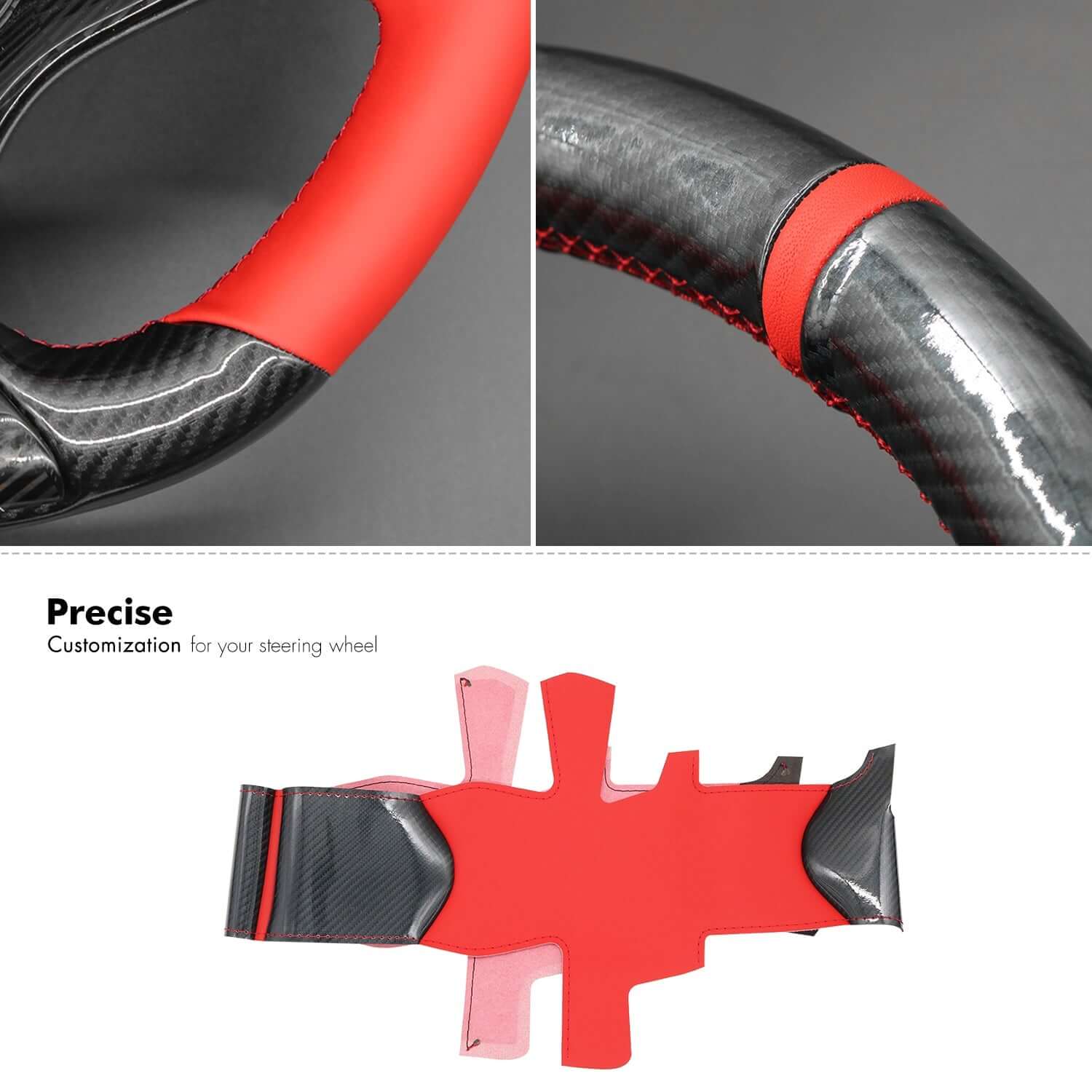 MEWANT Black Leather Suede Car Steering Wheel Cover for for BYD Seal 2023 - 2024 - Alcantara, Leather, Carbon Fiber, Easy Install, Non - Slip, Best Steering Wheel Cover