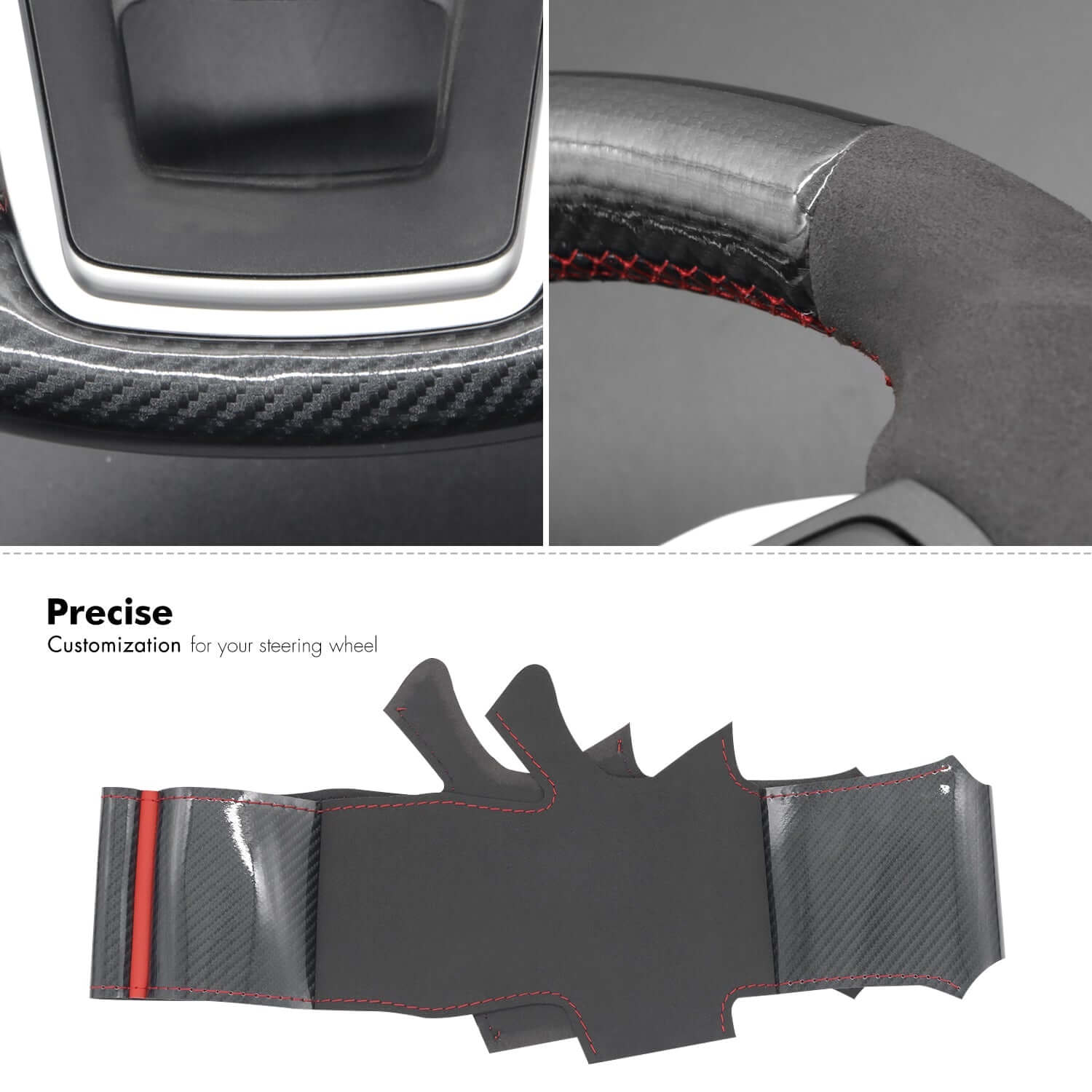 MEWANT Black Leather Suede Car Steering Wheel Cover for Ford Explorer - Alcantara, Leather, Carbon Fiber, Easy Install, Non - Slip, Best Steering Wheel Cover