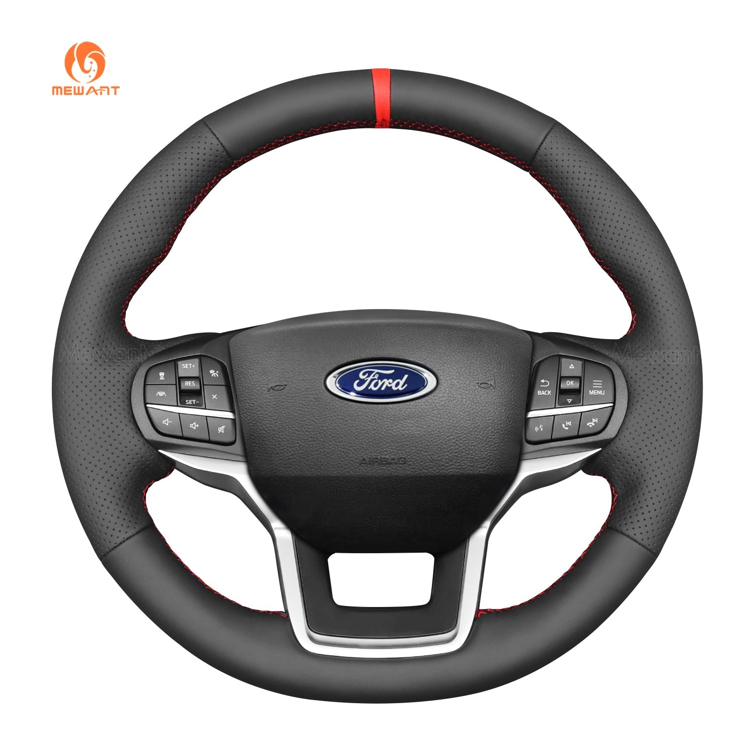 MEWANT Black Leather Suede Car Steering Wheel Cover for Ford Explorer - Mewant Cover