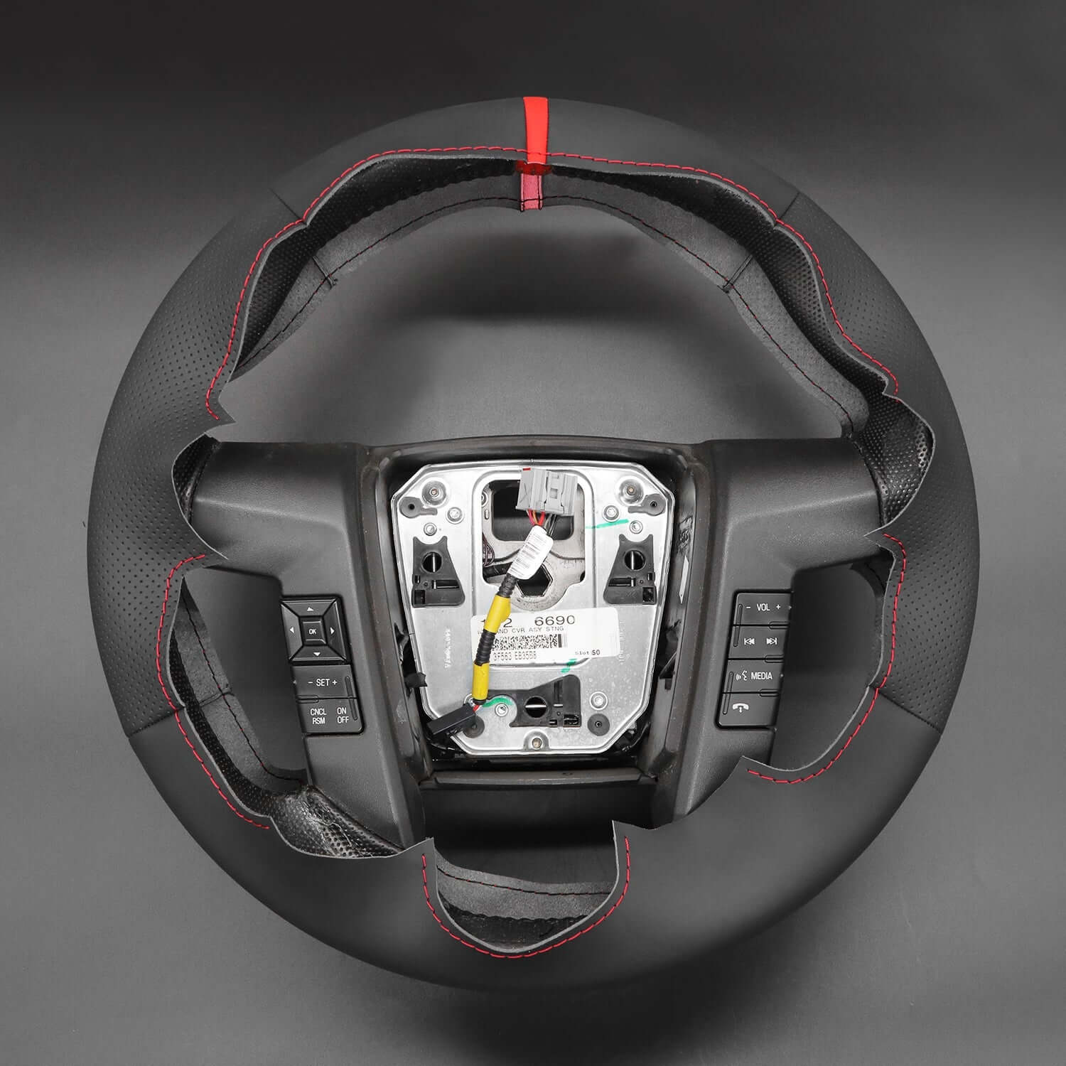 MEWANT Black Leather Suede Car Steering Wheel Cover for Ford F - 150 F150 Raptor - Alcantara, Leather, Carbon Fiber, Easy Install, Non - Slip, Best Steering Wheel Cover