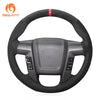 MEWANT Black Leather Suede Car Steering Wheel Cover for Ford F - 150 F150 Raptor - Alcantara, Leather, Carbon Fiber, Easy Install, Non - Slip, Best Steering Wheel Cover