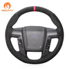 MEWANT Black Leather Suede Car Steering Wheel Cover for Ford F - 150 F150 Raptor - Alcantara, Leather, Carbon Fiber, Easy Install, Non - Slip, Best Steering Wheel Cover