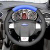 MEWANT Black Leather Suede Car Steering Wheel Cover for Ford Focus ST / Focus RS - Mewant Cover