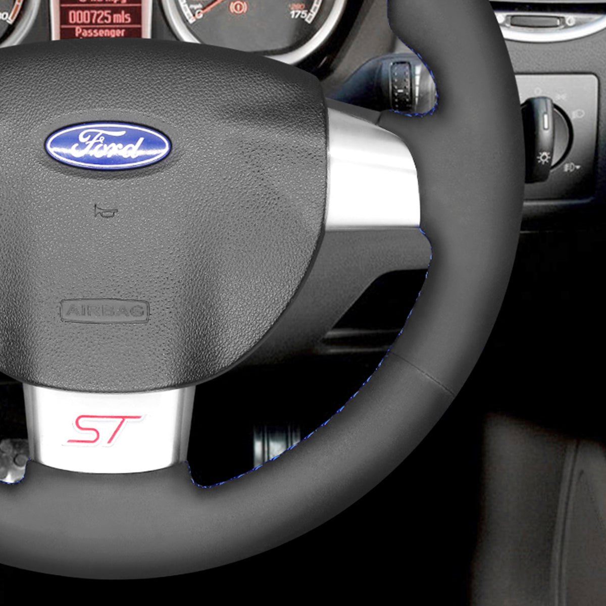 MEWANT Black Leather Suede Car Steering Wheel Cover for Ford Focus ST / Focus RS - Mewant Cover