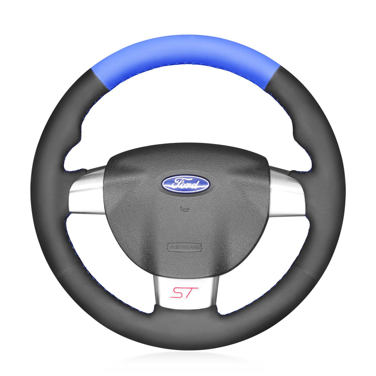 MEWANT Black Leather Suede Car Steering Wheel Cover for Ford Focus ST / Focus RS - Mewant Cover