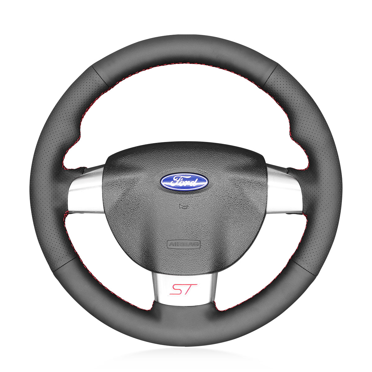 MEWANT Black Leather Suede Car Steering Wheel Cover for Ford Focus ST / Focus RS - Mewant Cover