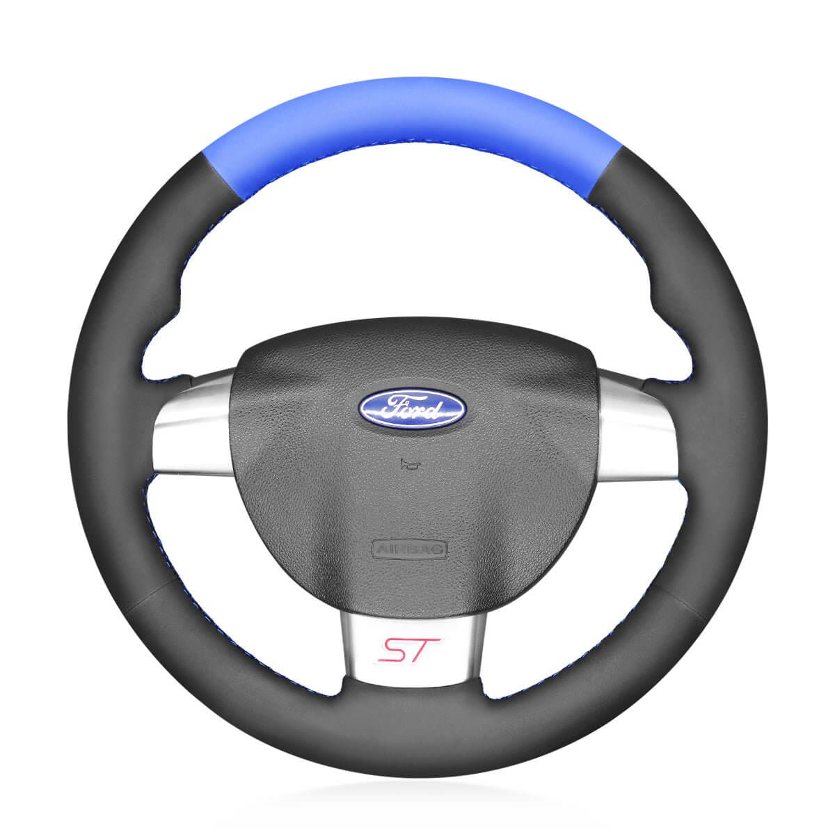 MEWANT Black Leather Suede Car Steering Wheel Cover for Ford Focus ST / Focus RS - Alcantara, Leather, Carbon Fiber, Easy Install, Non - Slip, Best Steering Wheel Cover