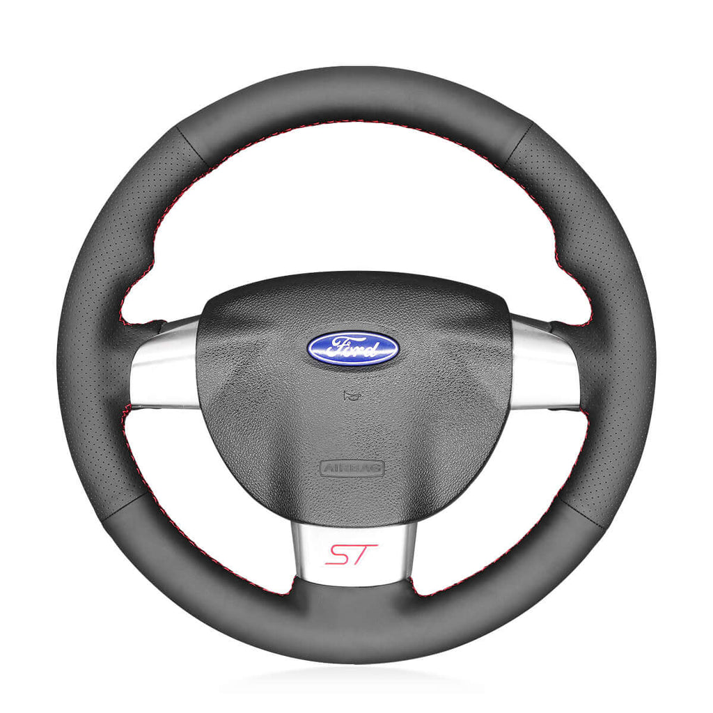 MEWANT Black Leather Suede Car Steering Wheel Cover for Ford Focus ST / Focus RS - Alcantara, Leather, Carbon Fiber, Easy Install, Non - Slip, Best Steering Wheel Cover