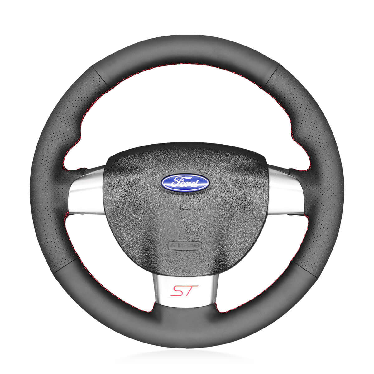 MEWANT Black Leather Suede Car Steering Wheel Cover for Ford Focus ST / Focus RS - Alcantara, Leather, Carbon Fiber, Easy Install, Non - Slip, Best Steering Wheel Cover