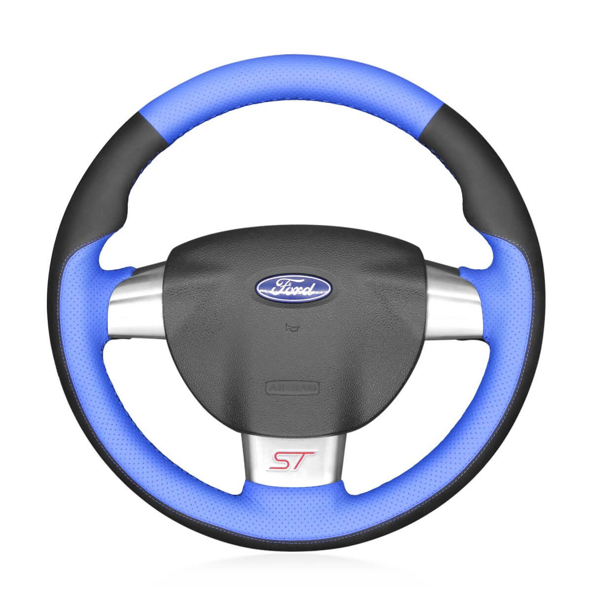 MEWANT Black Leather Suede Car Steering Wheel Cover for Ford Focus ST / Focus RS - Alcantara, Leather, Carbon Fiber, Easy Install, Non - Slip, Best Steering Wheel Cover