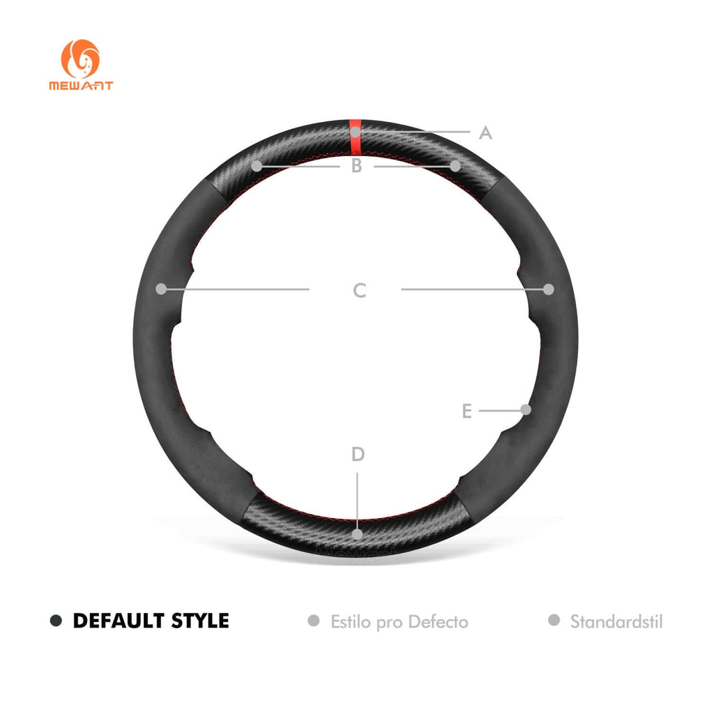 MEWANT Black Leather Suede Car Steering Wheel Cover for Ford Mustang - Alcantara, Leather, Carbon Fiber, Easy Install, Non - Slip, Best Steering Wheel Cover