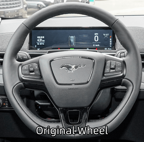 MEWANT Black Leather Suede Car Steering Wheel Cover for Ford Mustang Mach - E - Alcantara, Leather, Carbon Fiber, Easy Install, Non - Slip, Best Steering Wheel Cover