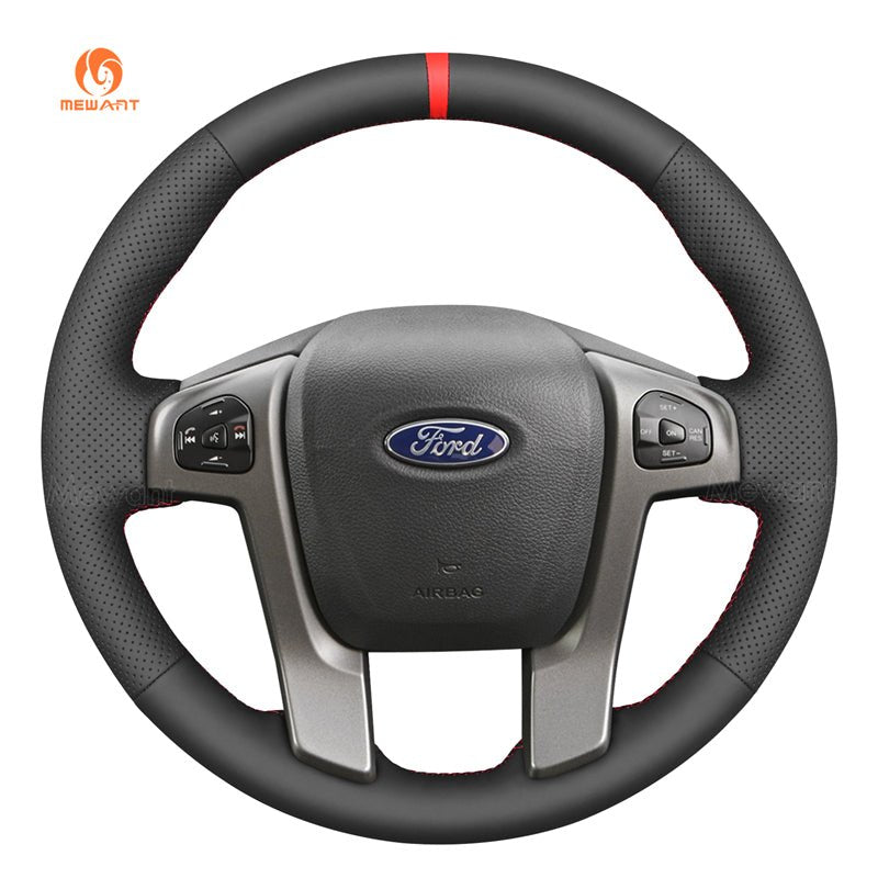 MEWANT Black Leather Suede Car Steering Wheel Cover for Ford Ranger - Mewant Cover