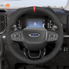 MEWANT Black Leather Suede Car Steering Wheel Cover for Ford Ranger / Everest - Mewant Cover