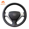MEWANT Black Leather Suede Car Steering Wheel Cover for Honda Fit 2007 - 2008 / Honda Jazz 2005 - 2008 - Alcantara, Leather, Carbon Fiber, Easy Install, Non - Slip, Best Steering Wheel Cover