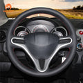 MEWANT Black Leather Suede Car Steering Wheel Cover for Honda Fit 2009 - 2013 / Insight 2009 - 2014 / Honda Jazz 2008 - 2015 / City 2009 - 2013 - Alcantara, Leather, Carbon Fiber, Easy Install, Non - Slip, Best Steering Wheel Cover