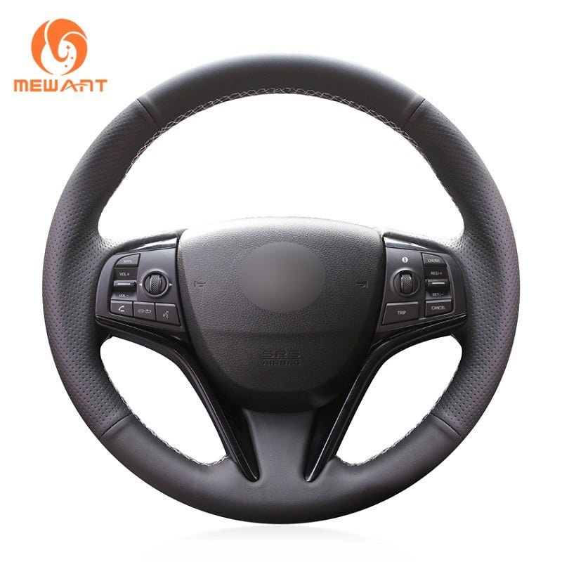 MEWANT Black Leather Suede Car Steering Wheel Cover for Honda Spirior 2017 - Alcantara, Leather, Carbon Fiber, Easy Install, Non - Slip, Best Steering Wheel Cover