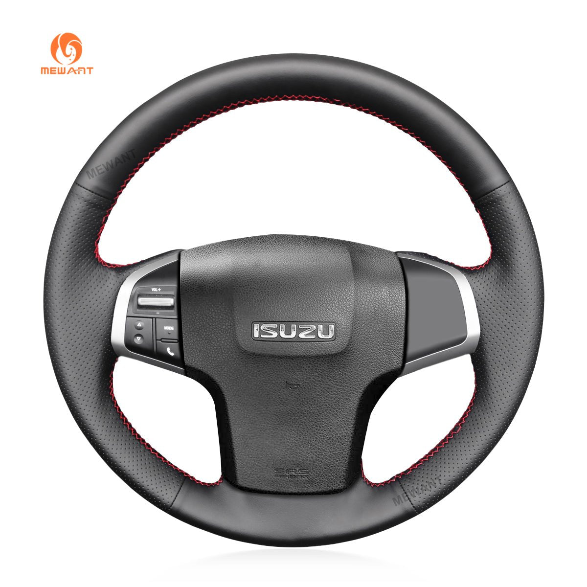 MEWANT Black Leather Suede Car Steering Wheel Cover for Isuzu D - Max 2016 - 2019 / MU - X 2013 - 2020 / for Holden Colorado (AU) 2012 - 2019 - Alcantara, Leather, Carbon Fiber, Easy Install, Non - Slip, Best Steering Wheel Cover