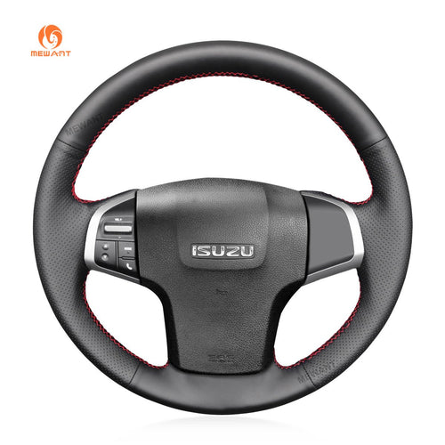 MEWANT Black Leather Suede Car Steering Wheel Cover for Isuzu D - Max 2016 - 2019 / MU - X 2013 - 2020 / for Holden Colorado (AU) 2012 - 2019 - Mewant Cover