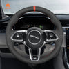 MEWANT Black Leather Suede Car Steering Wheel Cover for Jaguar XE 2020 - 2022(With Bulges) - Mewant Cover