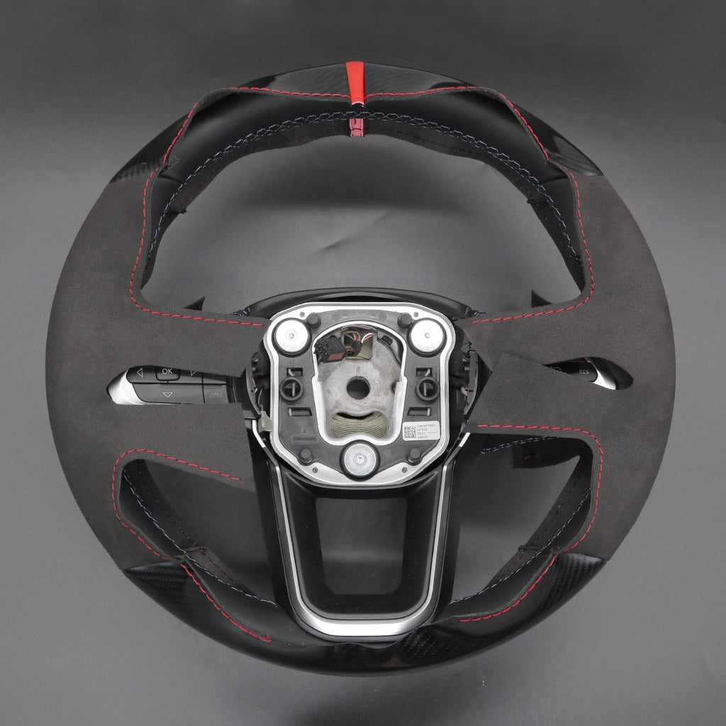 MEWANT Black Leather Suede Car Steering Wheel Cover for Jeep Compass II(MP) - Alcantara, Leather, Carbon Fiber, Easy Install, Non - Slip, Best Steering Wheel Cover