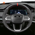 MEWANT Black Leather Suede Car Steering Wheel Cover for Jeep Compass II(MP) - Alcantara, Leather, Carbon Fiber, Easy Install, Non - Slip, Best Steering Wheel Cover