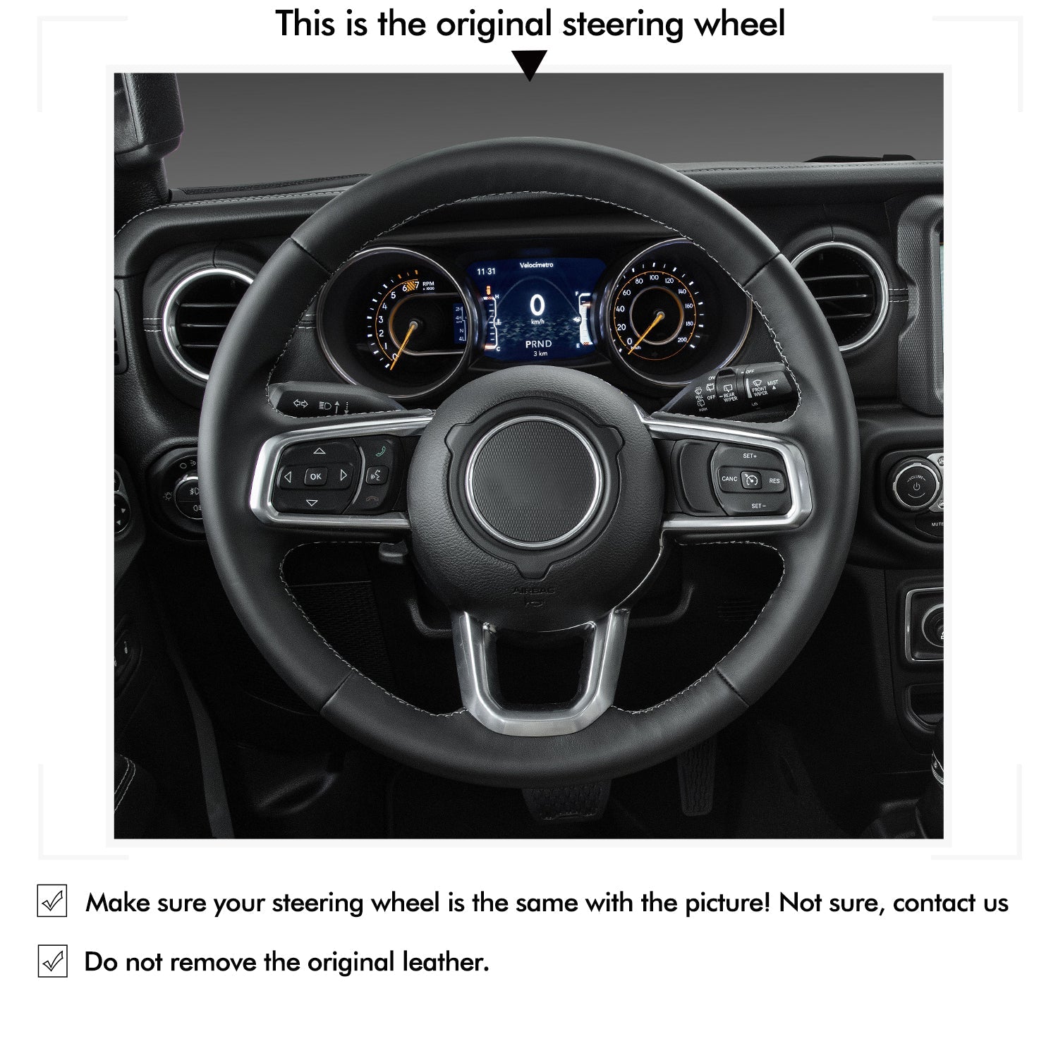 MEWANT Black Leather Suede Car Steering Wheel Cover for Jeep Gladiator (JT) / Wrangler (JL) / Wrangler Unlimited / Gladiator (JT) - Mewant Cover