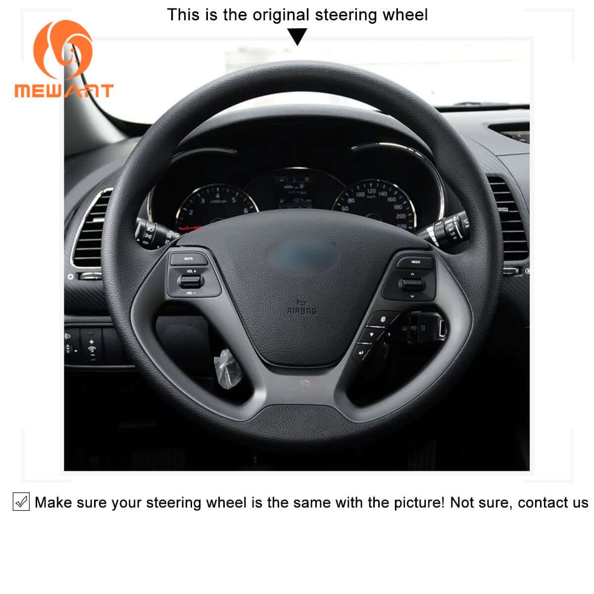 MEWANT Black Leather Suede Car Steering Wheel Cover for Kia Forte / Forte Koup / Forte5 / Ceed Cee'd 2 / Proceed Pro Ceed/ Ceed GT / Proceed GT/ Cerato 3 - Alcantara, Leather, Carbon Fiber, Easy Install, Non - Slip, Best Steering Wheel Cover