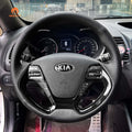 MEWANT Black Leather Suede Car Steering Wheel Cover for Kia Forte / Forte Koup / Forte5 / Ceed Cee'd 2 / Proceed Pro Ceed/ Ceed GT / Proceed GT/ Cerato 3 - Alcantara, Leather, Carbon Fiber, Easy Install, Non - Slip, Best Steering Wheel Cover