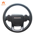MEWANT Black Leather Suede Car Steering Wheel Cover for Land Rover Discovery Sport (L550)/ Range Rover Sport II(L494)/ Range Rover Evoque II(L551)/ Range Rover Velar (L560) - Alcantara, Leather, Carbon Fiber, Easy Install, Non - Slip, Best Steering Wheel Cover