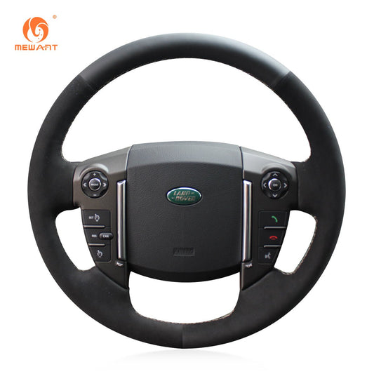 MEWANT Black Leather Suede Car Steering Wheel Cover for Land Rover Range Rover Sport I(L320)/ LR4 (L319)/ LR2 (L359)/ Freelander 2 II(L359)/ Discovery (Discovery 4) II(L319) - Mewant Cover