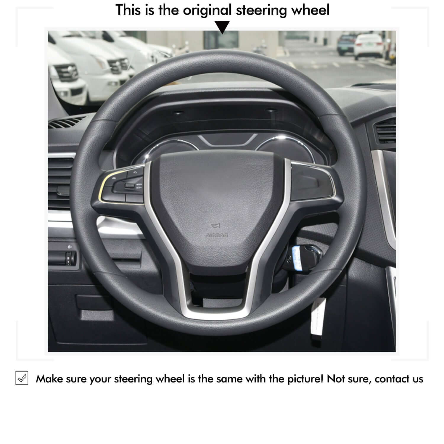 MEWANT Black Leather Suede Car Steering Wheel Cover for LDV T60 2017 - 2020 - Alcantara, Leather, Carbon Fiber, Easy Install, Non - Slip, Best Steering Wheel Cover