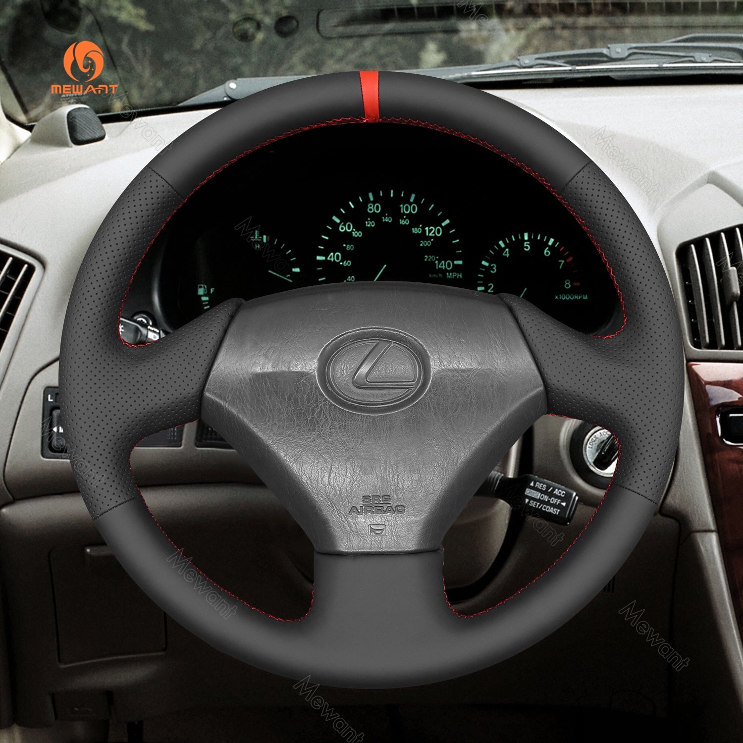 MEWANT Black Leather Suede Car Steering Wheel Cover for Lexus GS300 GS400 1998 - 2000 - Mewant Cover