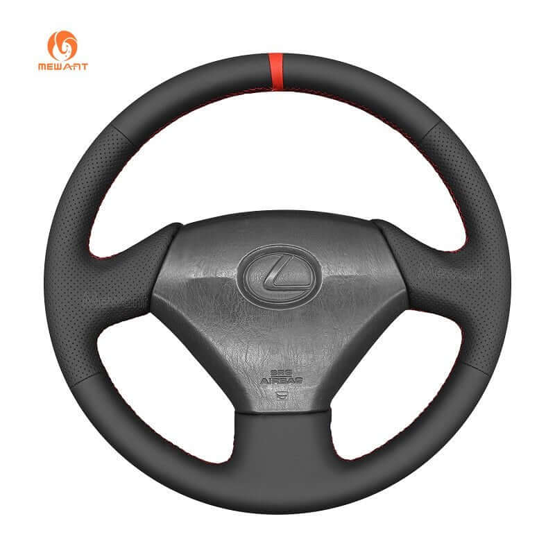 MEWANT Black Leather Suede Car Steering Wheel Cover for Lexus GS300 GS400 1998 - 2000 - Alcantara, Leather, Carbon Fiber, Easy Install, Non - Slip, Best Steering Wheel Cover