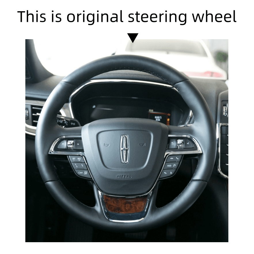 MEWANT Black Leather Suede Car Steering Wheel Cover for Lincoln Continental - Alcantara, Leather, Carbon Fiber, Easy Install, Non - Slip, Best Steering Wheel Cover