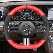 Load image into Gallery viewer, MEWANT Black Leather Suede Car Steering Wheel Cover for Mercedes Benz C - Class W206 / E - Class W213 / S - Class W223 2021 - Mewant Cover
