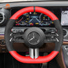 MEWANT Black Leather Suede Car Steering Wheel Cover for Mercedes Benz C - Class W206 / E - Class W213 / S - Class W223 2021 - Alcantara, Leather, Carbon Fiber, Easy Install, Non - Slip, Best Steering Wheel Cover