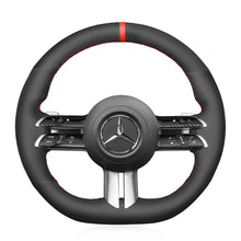 Load image into Gallery viewer, MEWANT Black Leather Suede Car Steering Wheel Cover for Mercedes Benz C - Class W206 / E - Class W213 / S - Class W223 2021 - Mewant Cover
