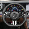 MEWANT Black Leather Suede Car Steering Wheel Cover for Mercedes Benz C - Class W206 / E - Class W213 / S - Class W223 2021 - Alcantara, Leather, Carbon Fiber, Easy Install, Non - Slip, Best Steering Wheel Cover